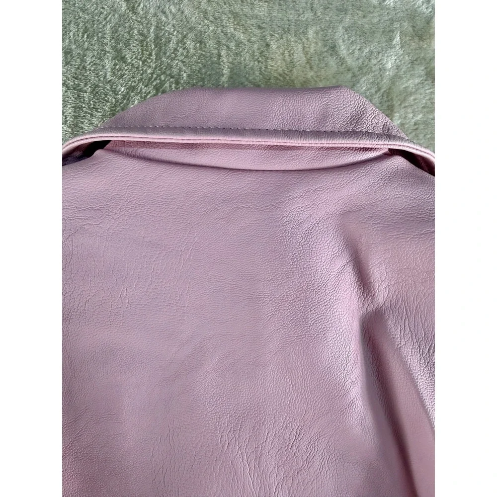 Little Lass Girls Pink Faux Leather Moto Biker Jacket Size 5T‎ NEW